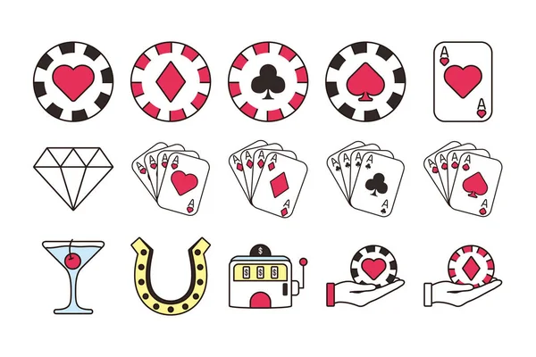 Bundel van casino set pictogrammen — Stockvector