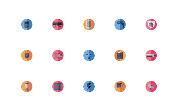 Pacote de ícones de conjunto eletrônico — Vetor de Stock
