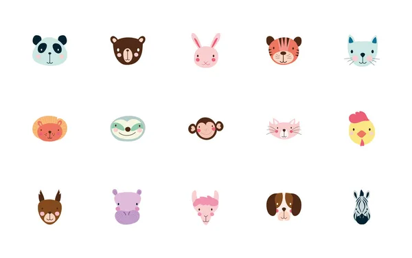 Paquete de animales lindos personajes — Vector de stock