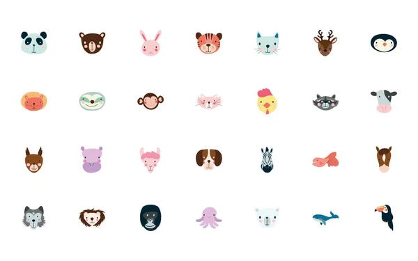 Paquete de animales lindos personajes — Vector de stock