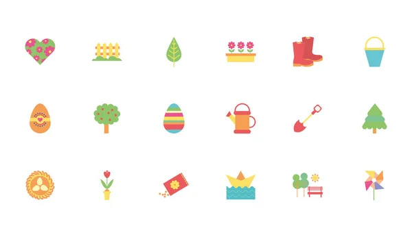 Paquete de iconos de conjunto de primavera — Vector de stock