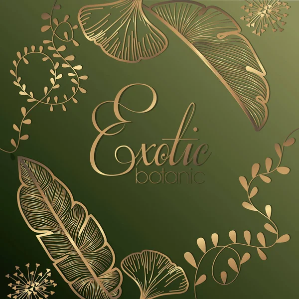 Luxe exotische plantkunde gouden decoratie — Stockvector