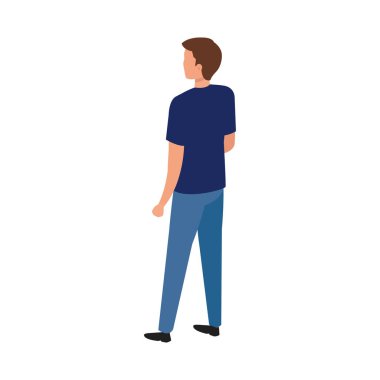 Geri genç adam avatar karakter simgesi