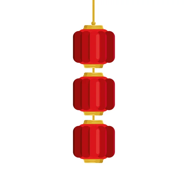 Lanternes chinois pendaison icône isolée — Image vectorielle