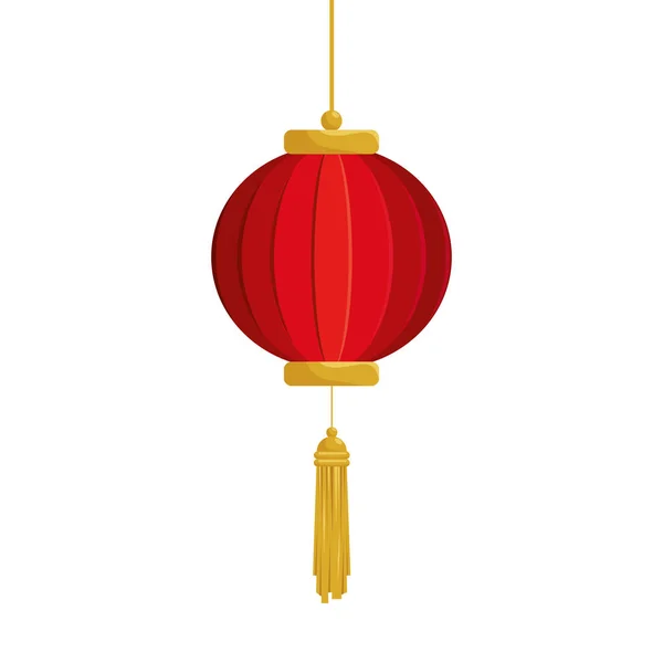 Lanterne chinoise pendaison icône isolée — Image vectorielle
