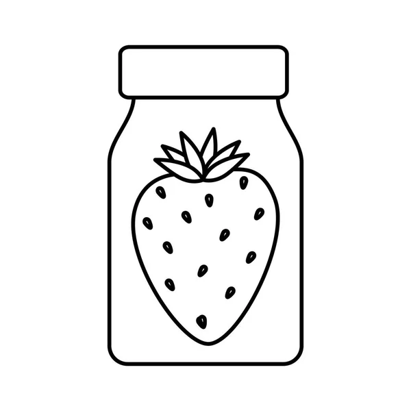 Strawberry fruit in bottle isolated icon — Stock Vector