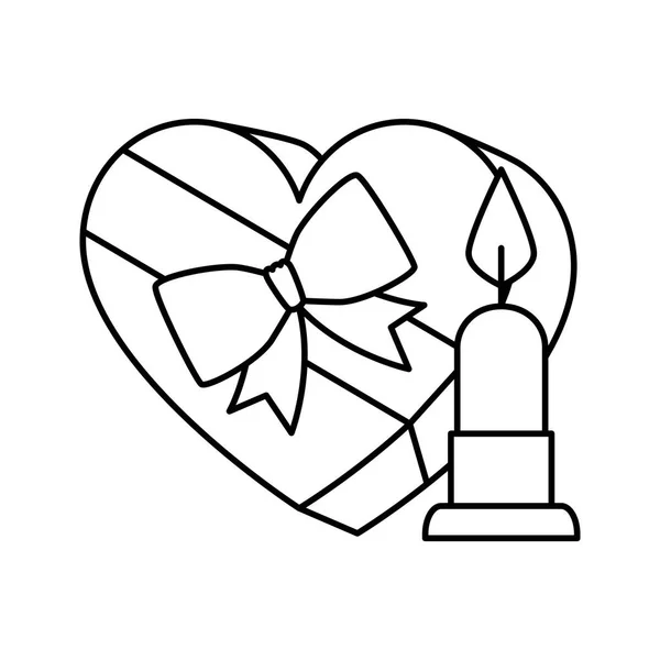 Ajándék szív alakú gyertya elszigetelt ikon — Stock Vector