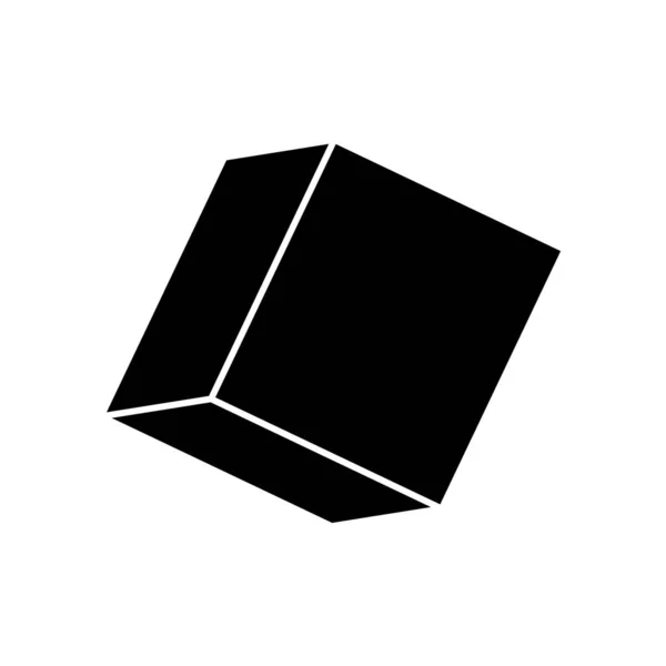 Silhouette di icona isolata stile isometrico cubo — Vettoriale Stock