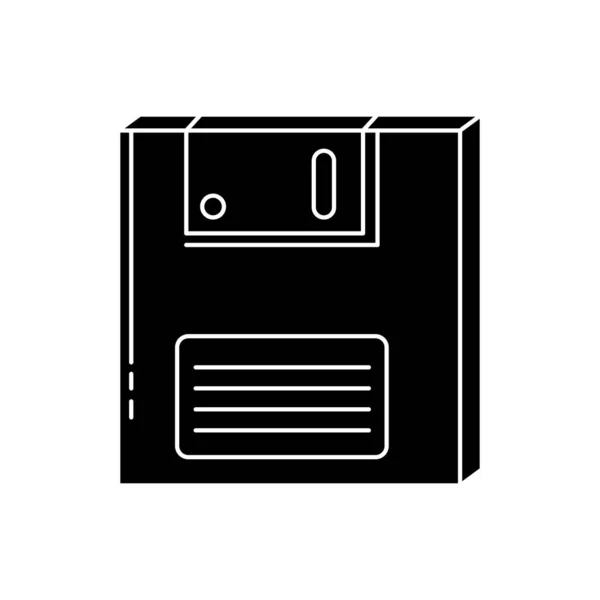 Silhouette of floppy of nineties retro style — 스톡 벡터