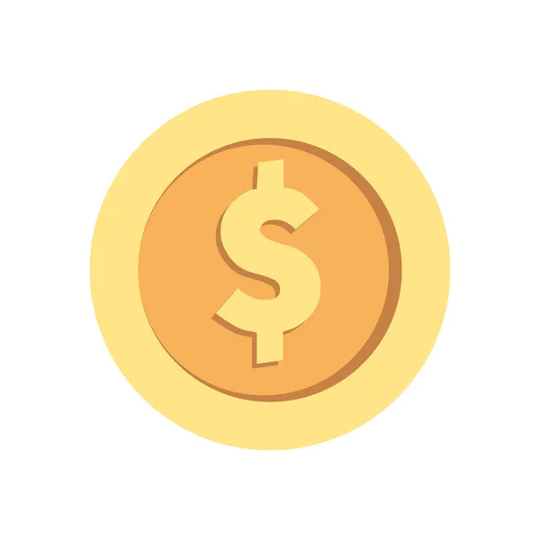 Argent pièce argent isolé icône — Image vectorielle