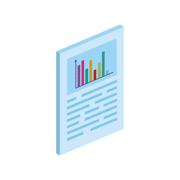 Document avec barres graphique statistique icône isolée — Image vectorielle