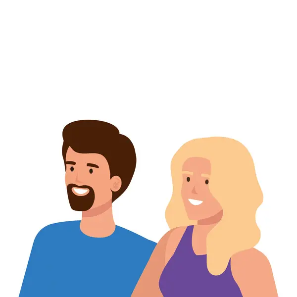Giovane coppia avatar personaggio icone — Vettoriale Stock