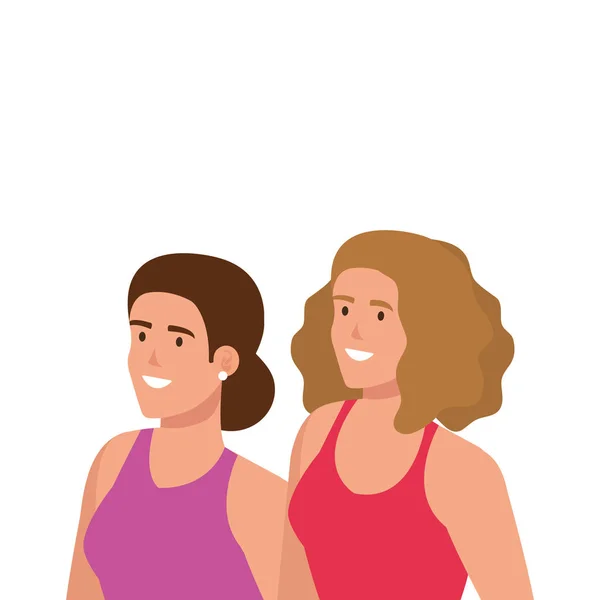 Mooie vrouwen avatar personages pictogrammen — Stockvector