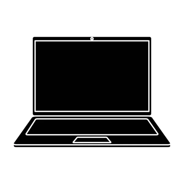 Silhouette von Laptop-Computer-Gerät isoliert Symbol — Stockvektor