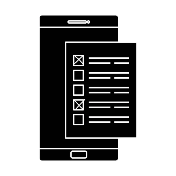 Silhouette dello smartphone per il voto online — Vettoriale Stock
