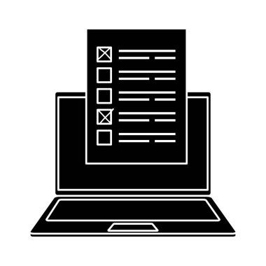 Online oylama için dizüstü bilgisayarın silueti