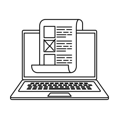 laptop computer for vote online line style icon