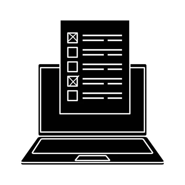 Силуэт ноутбука для голосования онлайн — стоковый вектор