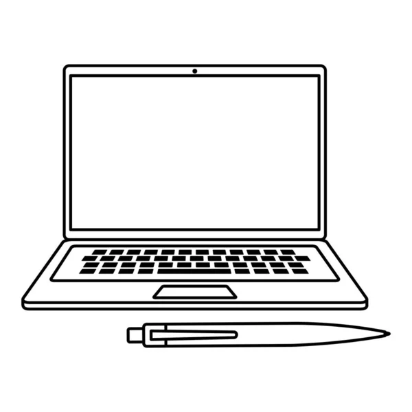Laptop-Computer mit Stift isoliert Symbol — Stockvektor