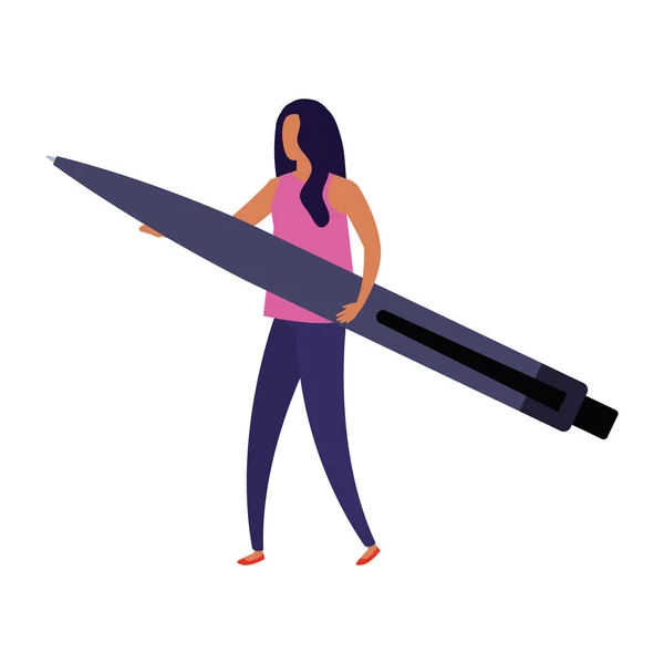 Business woman with pen avatar character — 스톡 벡터