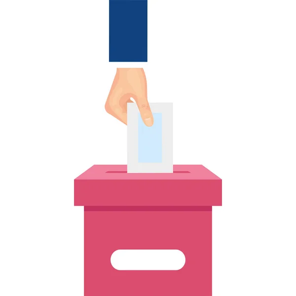 Hand with ballot box isolated icon — Stok Vektör