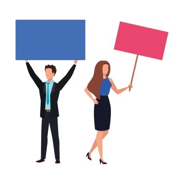 Protesto pankartı izole edilmiş iş çifti