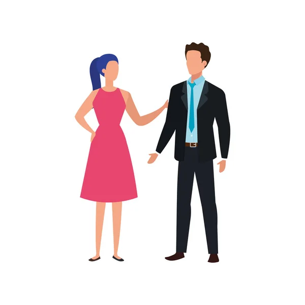 Business couple elegant avatar character — Stock Vector