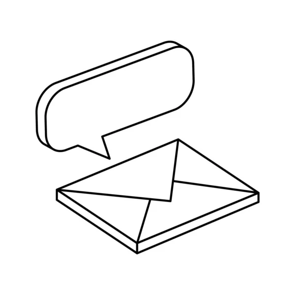 Envelope mail with speech bubble isolated icon — 스톡 벡터