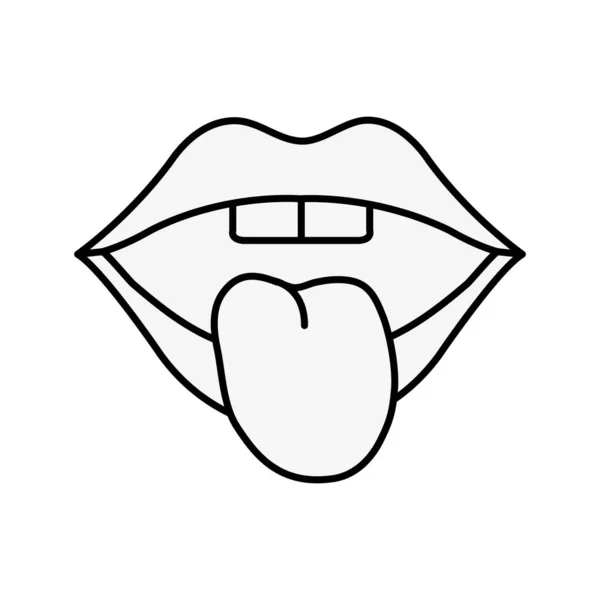 Dili dışarıda seksi bir ağız, pop sanat simgesi. — Stok Vektör