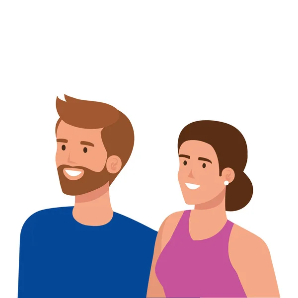 Giovane coppia avatar personaggio icone — Vettoriale Stock