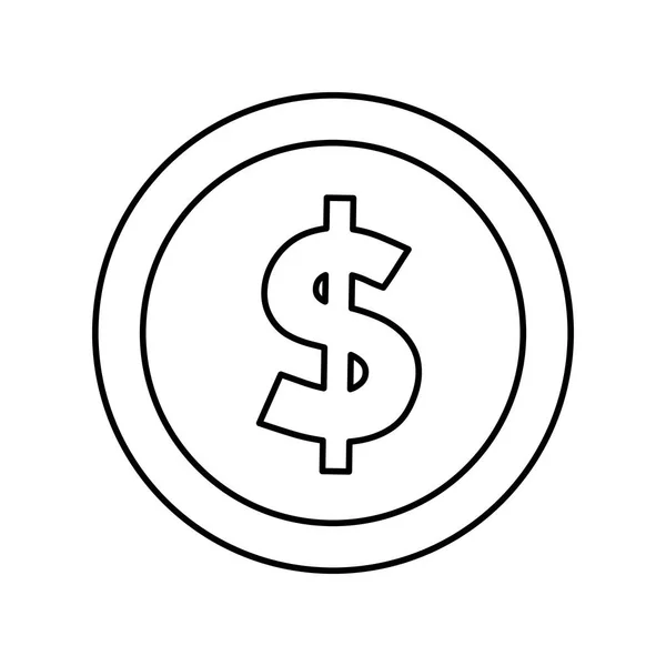 Érme pénz készpénz elszigetelt ikon — Stock Vector