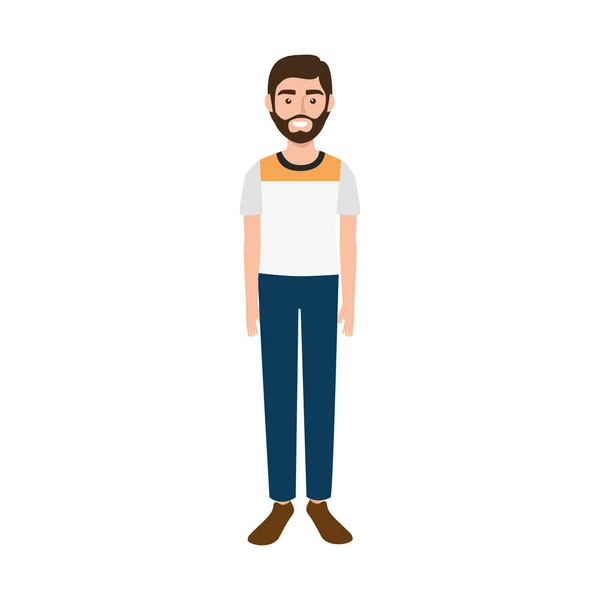 Young man with beard avatar character icon — Stock Vector