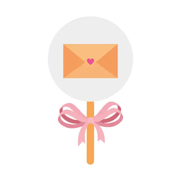 Sobre de correo con el corazón en palo — Vector de stock