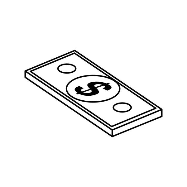 Bankovka peníze hotovost izolované ikona — Stockový vektor