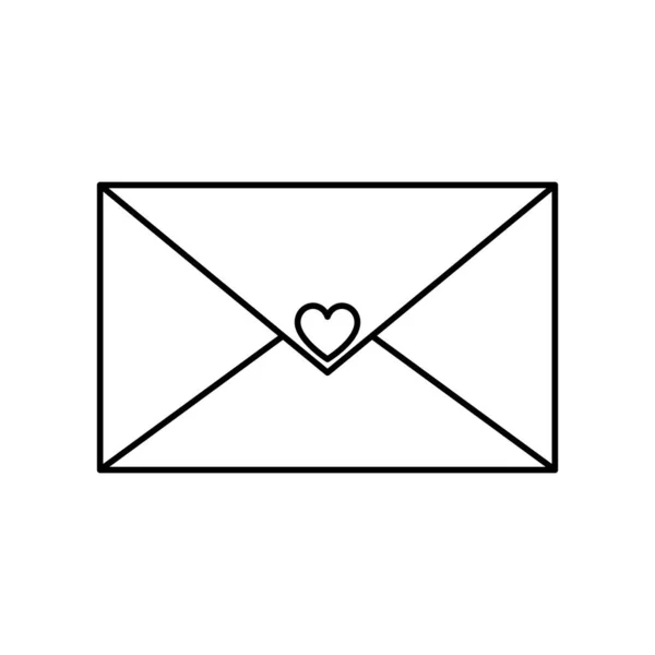 Kalp izole edilmiş simgeye sahip zarf — Stok Vektör