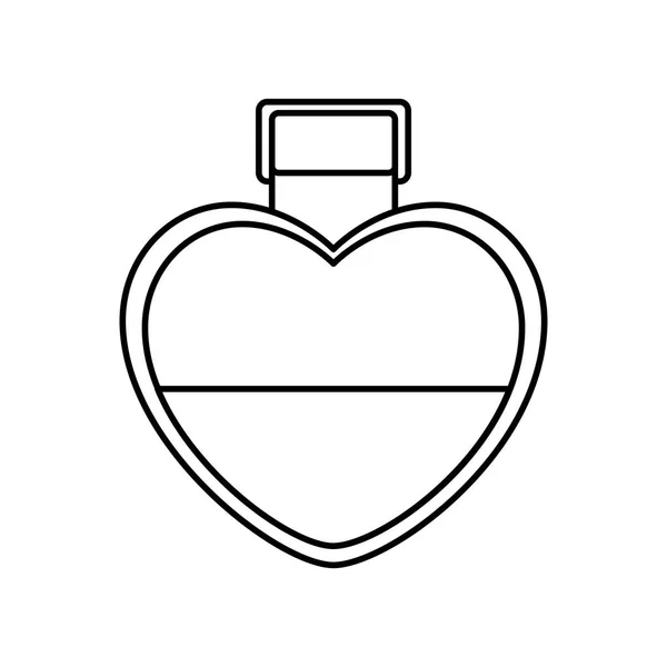 Parfum avec bouteille de coeur icône isolée — Image vectorielle