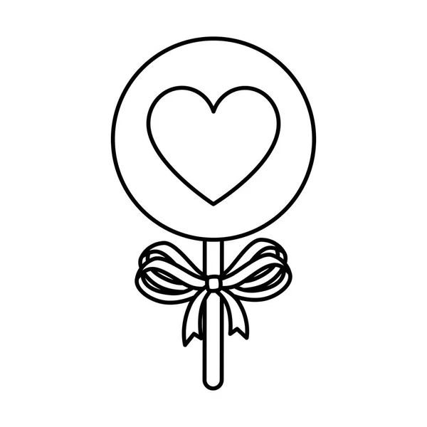 Dulce piruleta con corazón aislado icono — Vector de stock