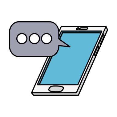 smartphone aygıt ile konuşma balonu izole simgesinin
