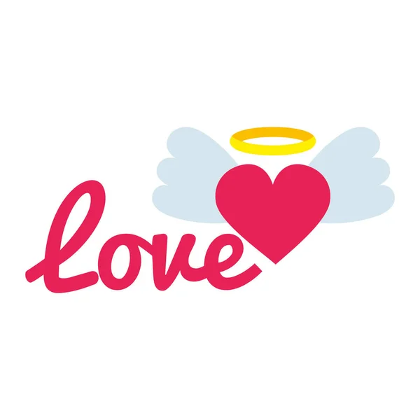 Signo de amor y corazón con alas pop icono de estilo de arte — Vector de stock
