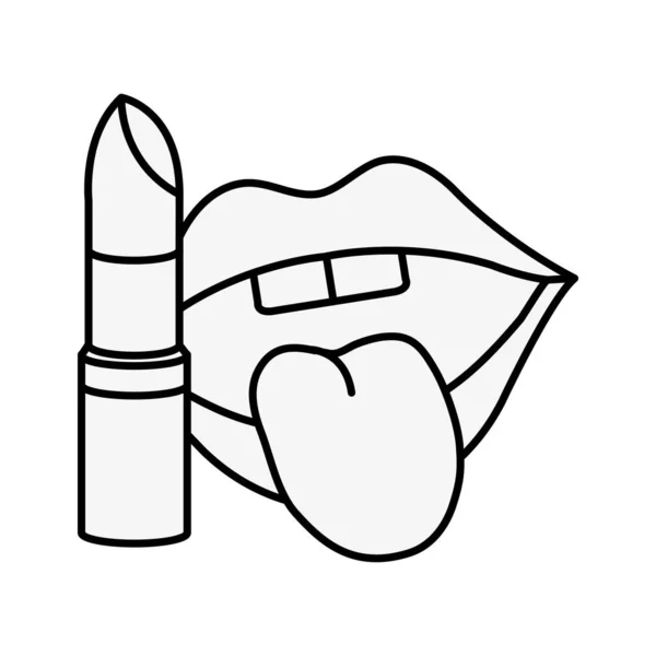 Помада с сексуальным ртом икона поп-арт стиль — стоковый вектор
