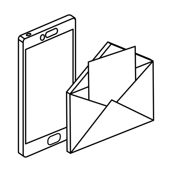 Συσκευή smartphone με απομονωμένες εικονίδιο φακέλου — Διανυσματικό Αρχείο