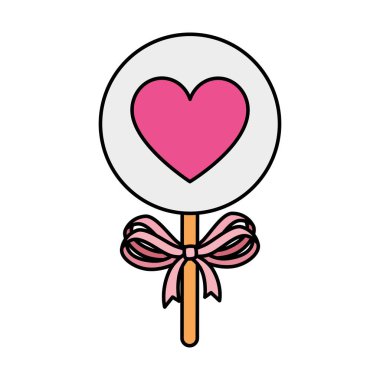 tatlı lolipop kalp izole ikonu