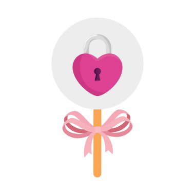 padlock in shape heart in stick isolated icon
