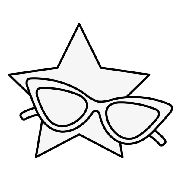 Óculos de sol com ícone de estilo de arte pop estrela — Vetor de Stock
