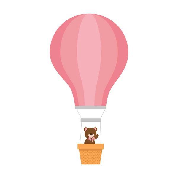 Ours en peluche mignon dans l'air ballon voyage chaud — Image vectorielle