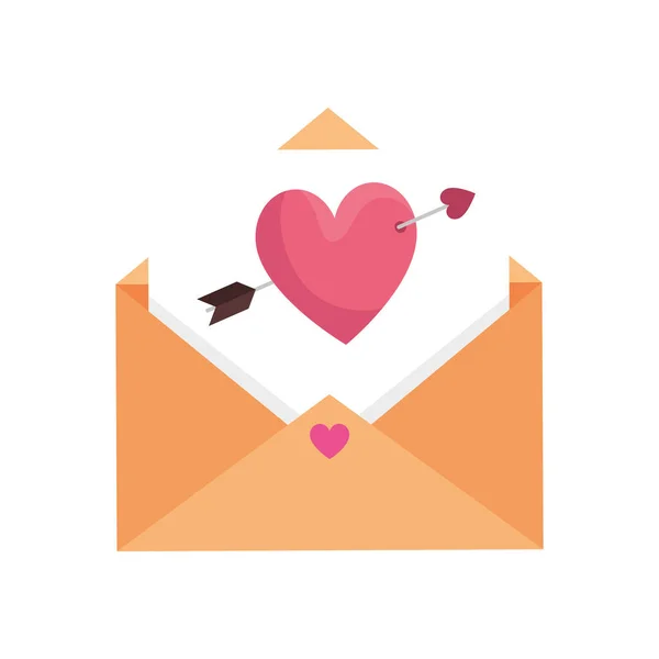 Envelope and heart with arrow isolated icon — Stock Vector