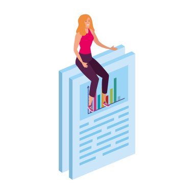 woman sitting in document with infographic