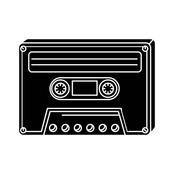 Silhouet van cassette van jaren negentig retro geïsoleerd icoon — Stockvector