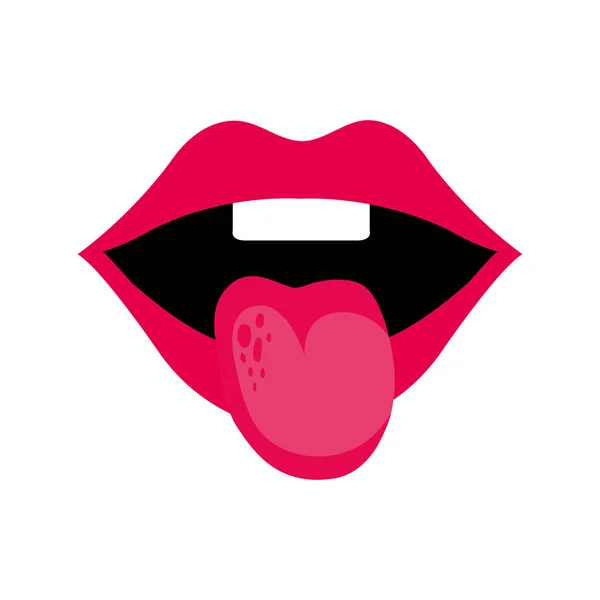 Sexy mouth with tongue out pop art style icon — 스톡 벡터