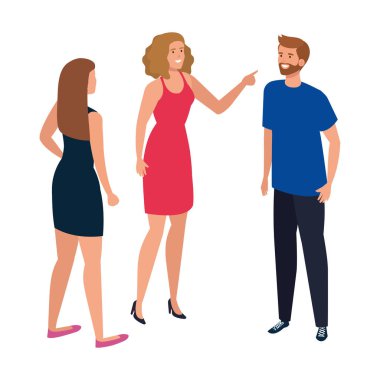 group of young people isolated icon